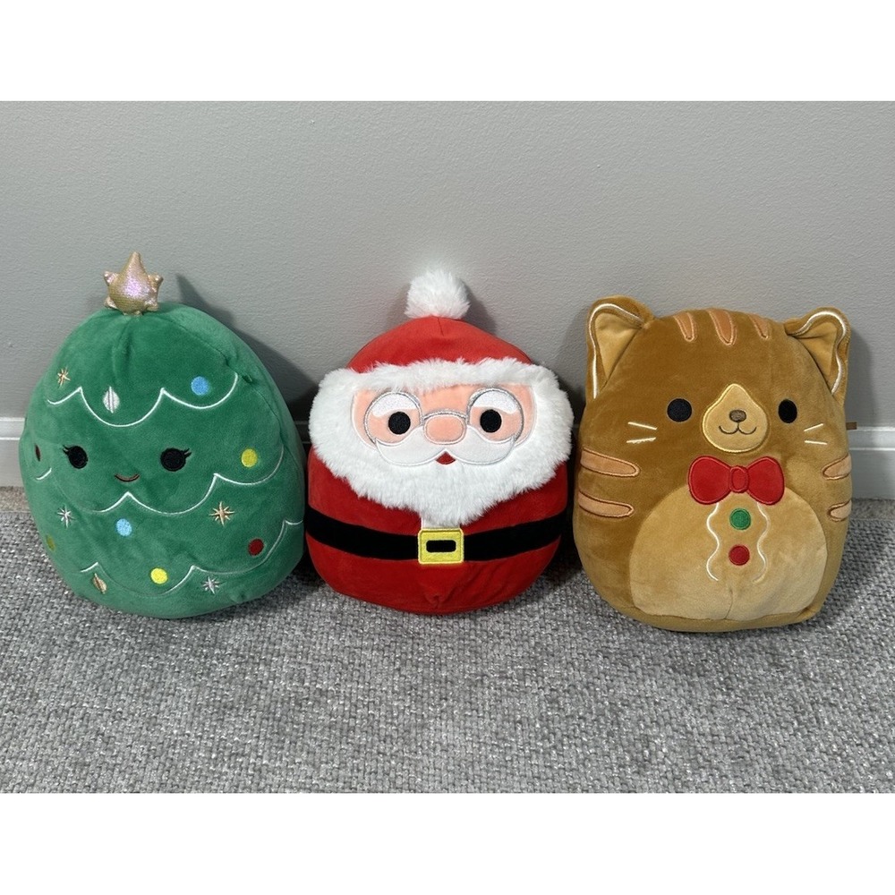 Squishmallow‎ Christmas Lot Of 3 Santa Cat Christmas Tree 8 Inch